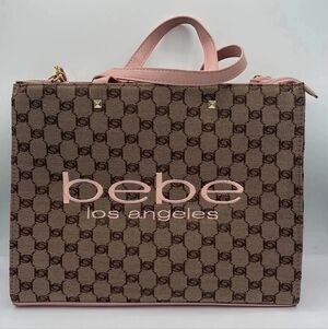 Bebe Signature Brown and Pink Large Tote